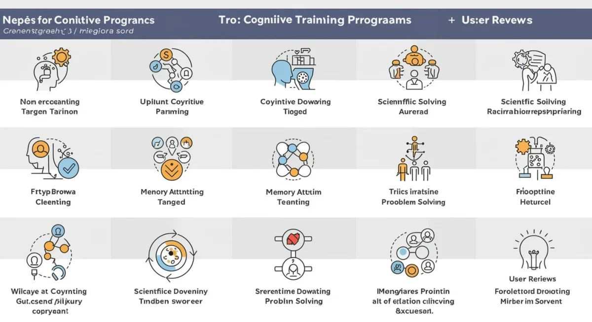 Infographic comparing features and benefits of various cognitive training programs for adults.