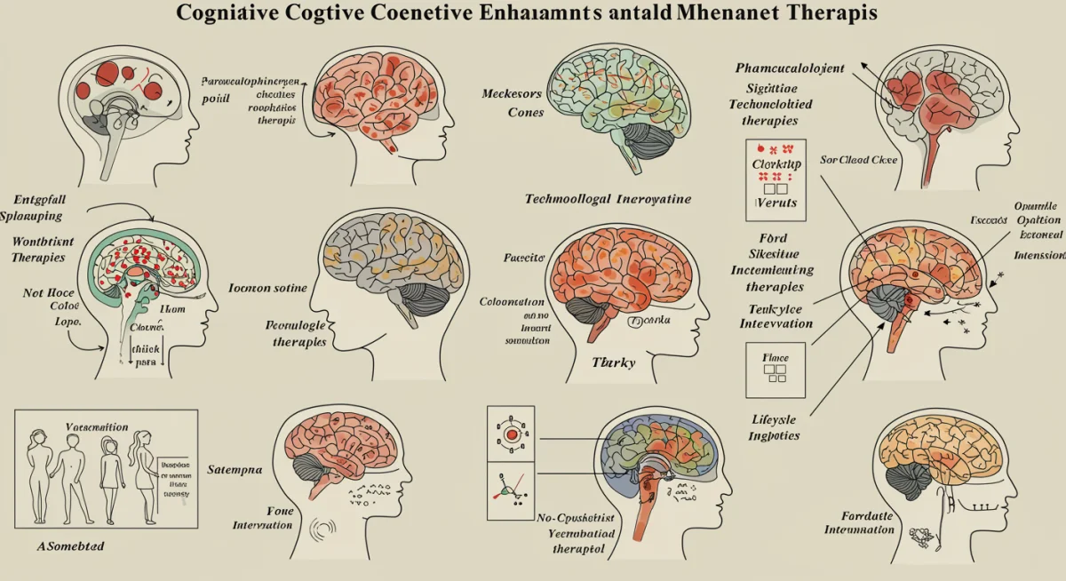 Infographic showing mechanisms of action for cognitive enhancement therapies.