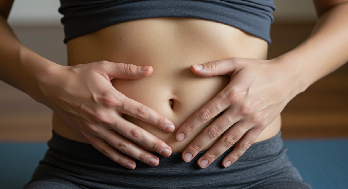 Hands demonstrating diaphragmatic breathing technique