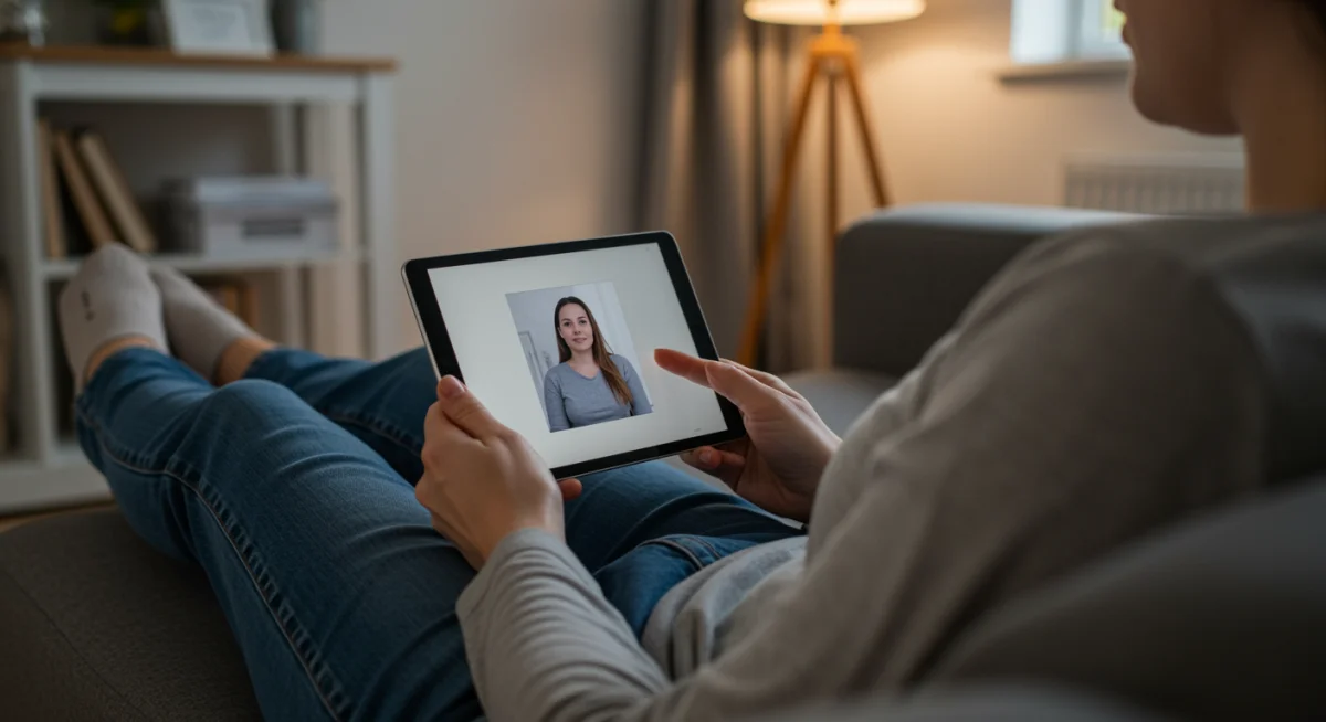 Person receiving digital therapy at home