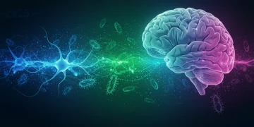 Abstract representation of the gut-brain axis connection for stress management