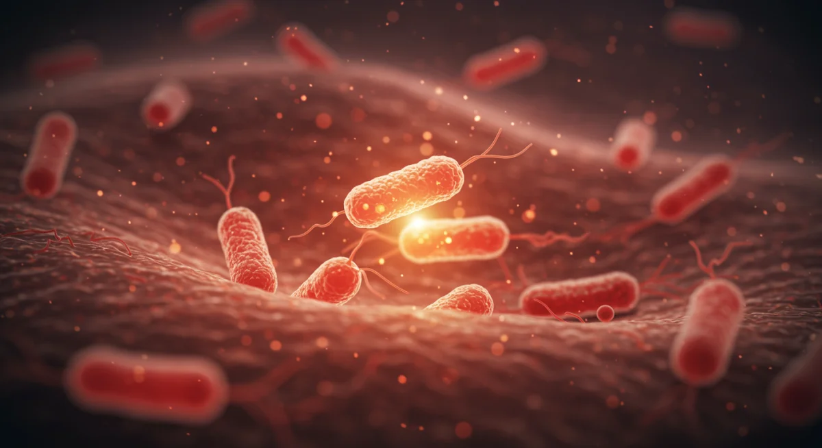 Microscopic view of healthy gut bacteria and diverse microbiome