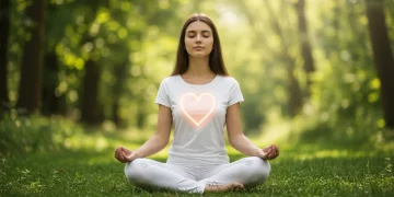 Person meditating for stress relief and heart health