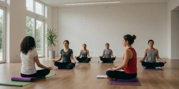 Boosting Emotional Resilience Amidst US Stressors in 2025 People practicing mindfulness and self-care in a tranquil setting, demonstrating emotional resilience.