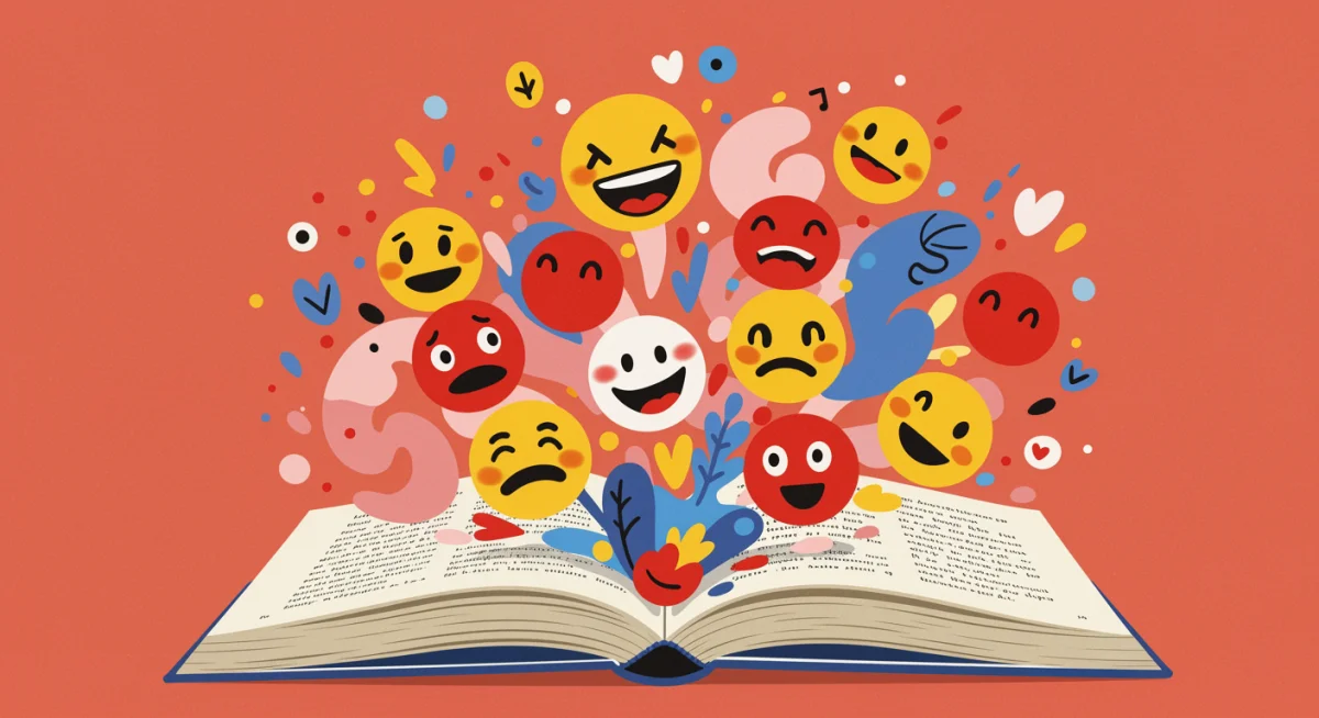 Abstract representation of positive emotions flowing from a journal.