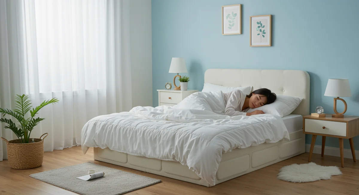 Serene bedroom setting promoting restful sleep and emotional well-being