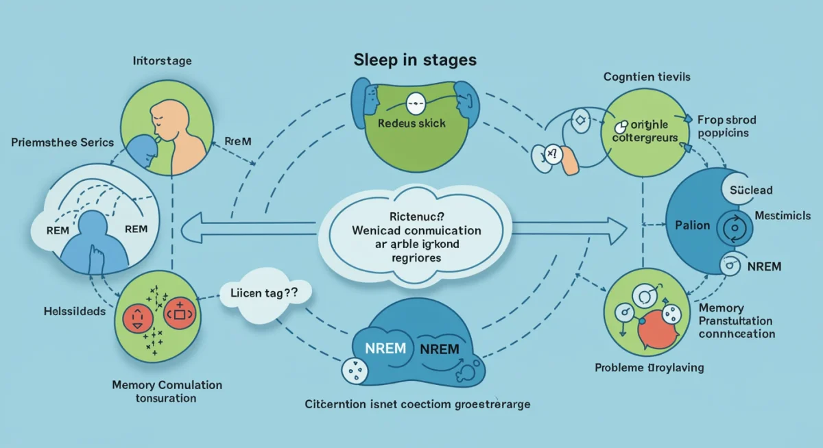Infographic showing sleep stages and their impact on various cognitive functions.