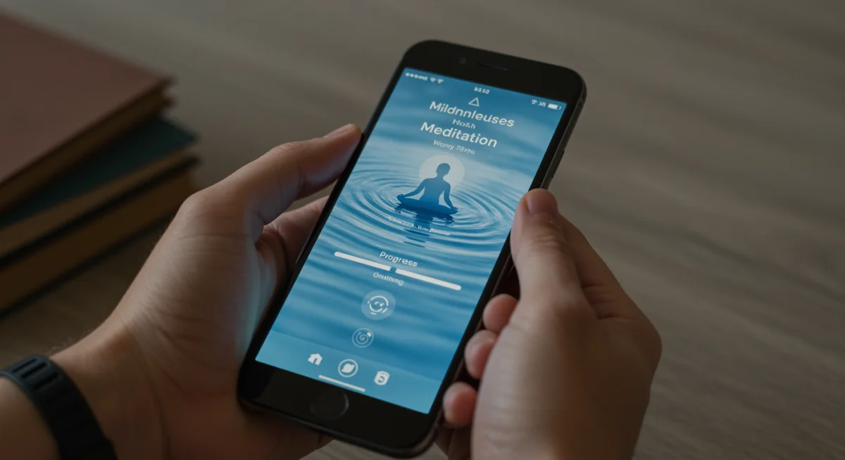 Mindfulness meditation app interface on a smartphone screen