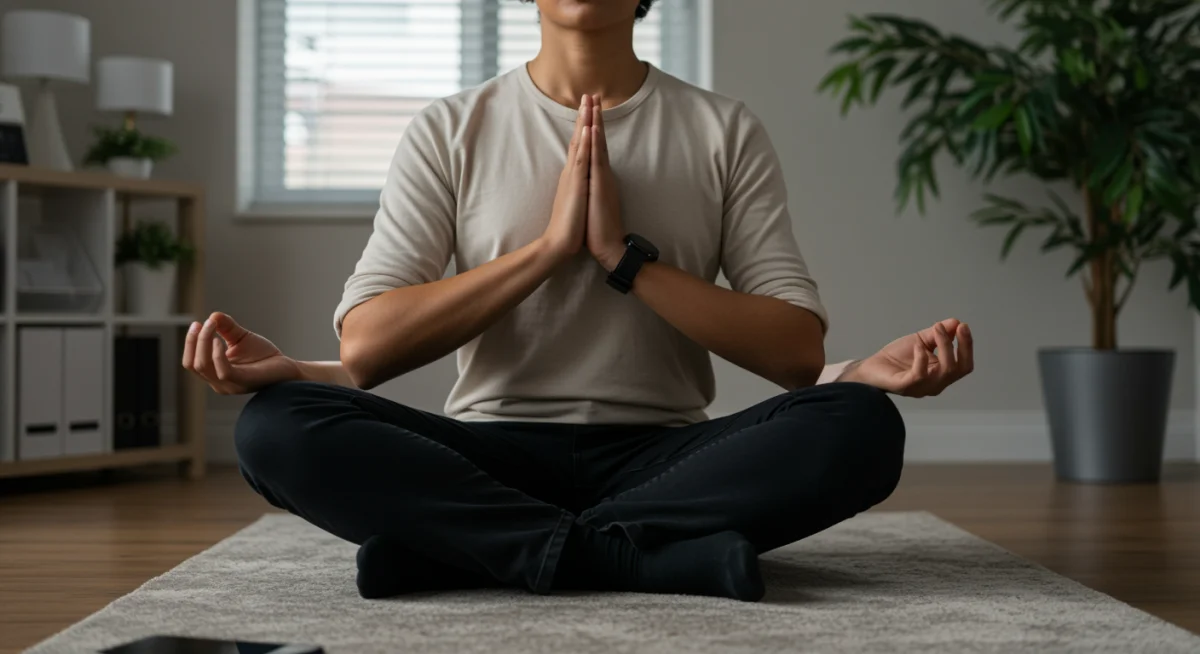 Professional meditating for emotional regulation and stress reduction