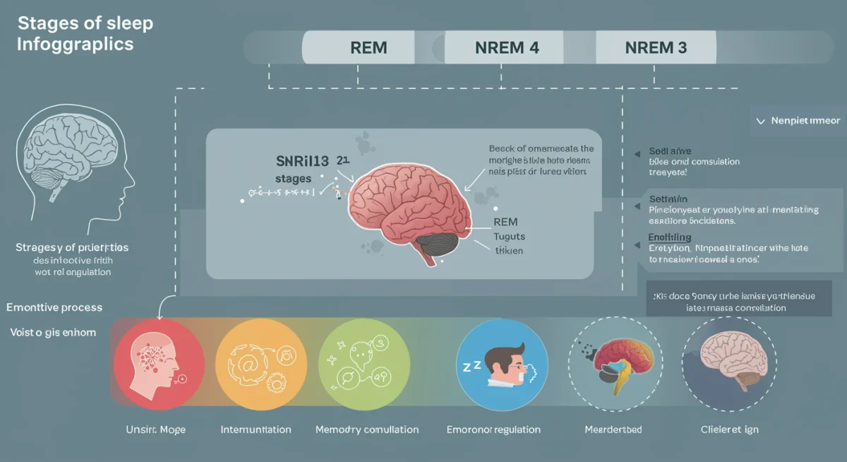 Infographic detailing sleep stages and their cognitive benefits