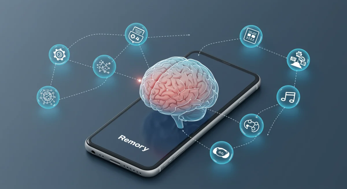 Infographic showing enhanced brain functions with app icons