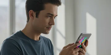 Person using a cognitive health app on a tablet for brain training