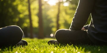 Person enjoying nature, detached from phone, representing a successful digital detox.