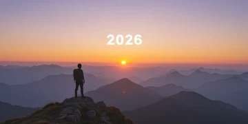 Person standing on mountain peak at sunrise, symbolizing emotional resilience and control.