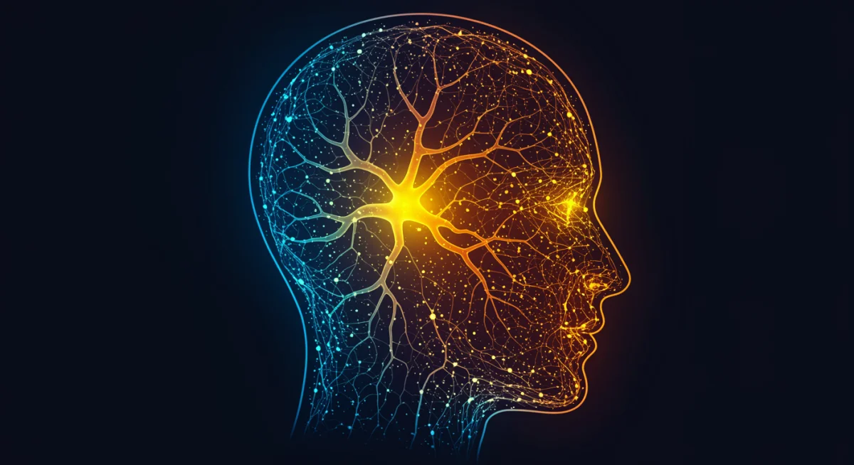 Illustration of enhanced neural pathways representing cognitive improvement